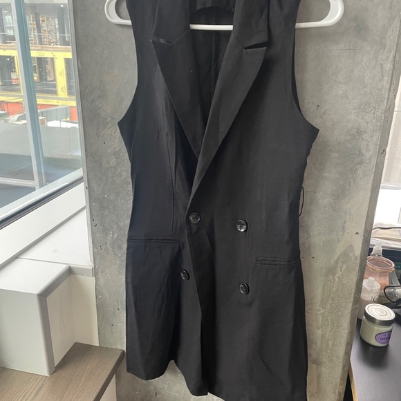 Burshka black double Button Lapel Neck Vest Blazer size M for women - Picture 2 of 11